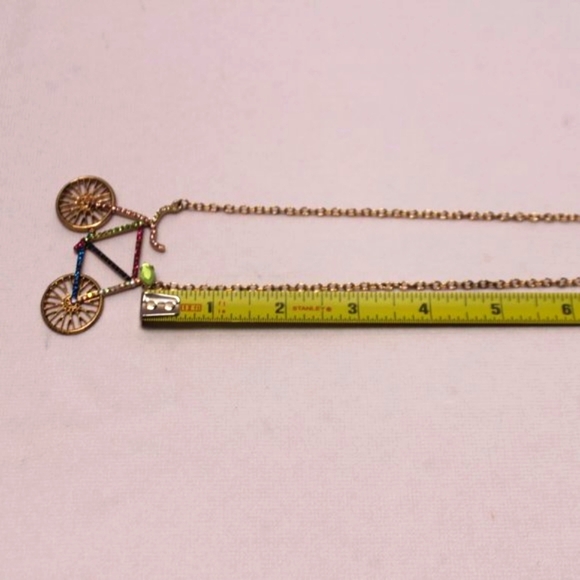 Bicycle Rhinestone Gold Tone Pendant - Picture 10 of 11